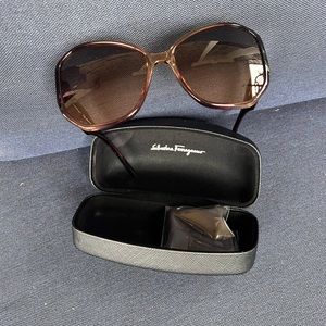 Salvatore Ferragamo Brown Gradient Oversized Womens Sunglasses